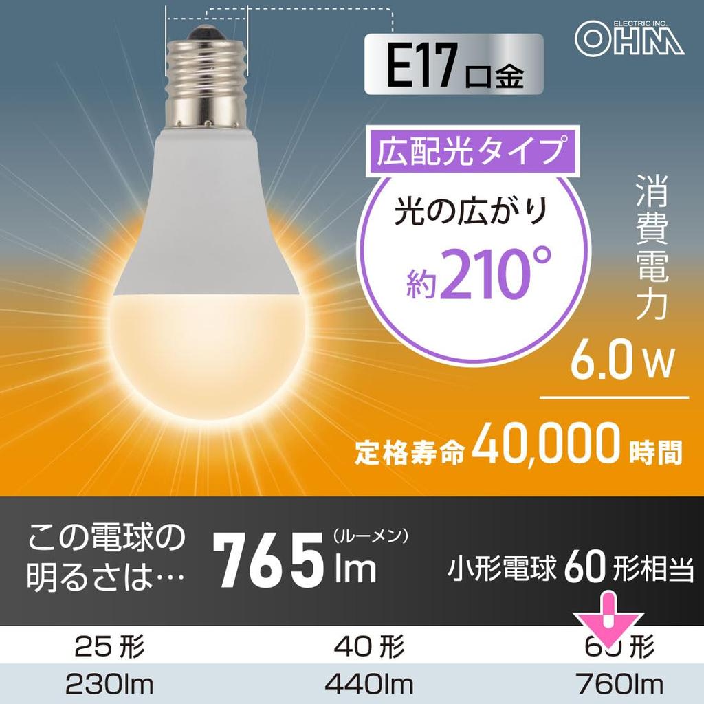 OHM Electric LED Bulbs, Compact, E17, 60W Equivalent, Warm White, Ra93 High Color Rendering, Compatible with Sealed and Insulated Fixtures,