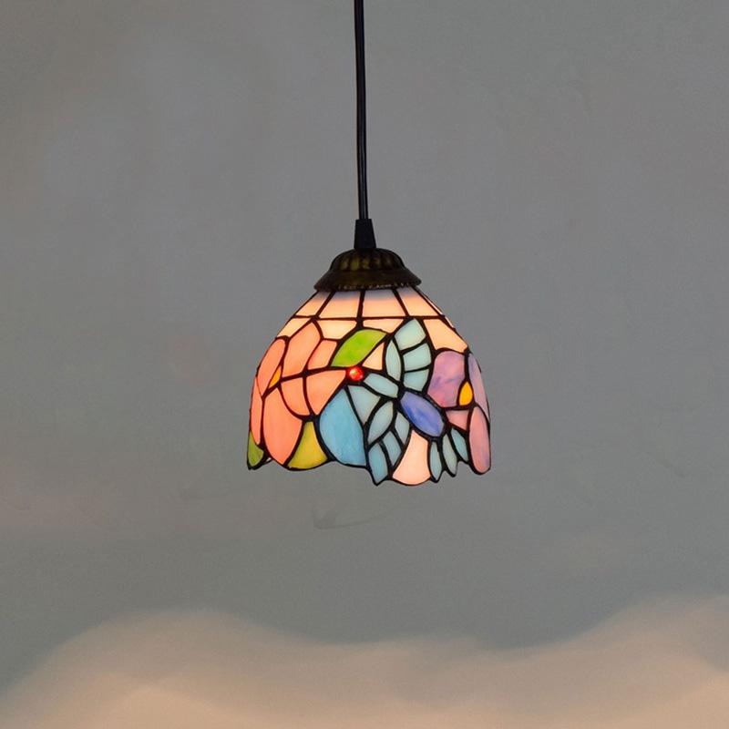 Colorful Mediterranean Style Bohemia Lamp Stained Glass Shade Mosaic Pendant Light for dining room bar lighting