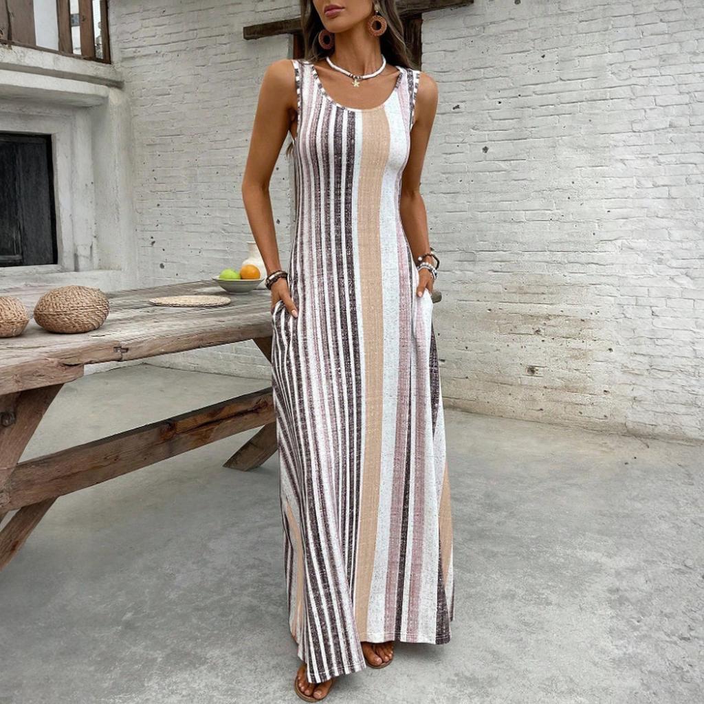 Women's Dress Casual Flowy Dresses R-neck Vocation Boho Beach Sundress