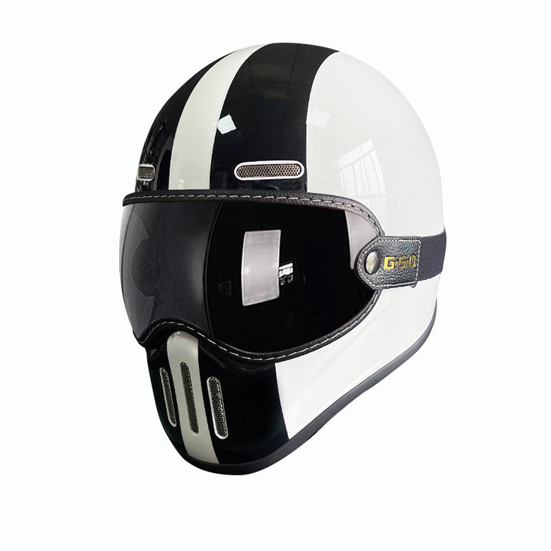 Fiberglass Retro Full Face Motorcycle Helmet for All Seasons - Unisex Winter Safety 3C Certified