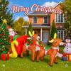 12.1FT Inflatable Toy Santa Sleigh Reindeer Xmas Yard Party Decoration LED Lit Christmas Home Supplies Ornament Festive Gift