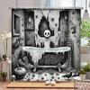 Funny Halloween Shower Curtain Waterproof Bathroom Curtain Horrible Wacky Skeleton, Ghost, Dark style home Decorative Curtain