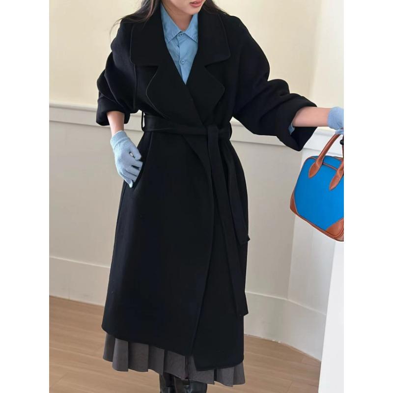 

Пальто Lazy Coat Двустороннее шерстяное пальто Женское Зимний стиль средней длины M