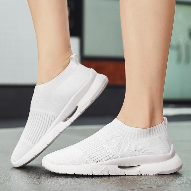 

Женские и мужские легкие кроссовки для бега, дышащие мужские кроссовки, женские туфли-лоферы, женская повседневная обувь, унисекс, носки 39 белый