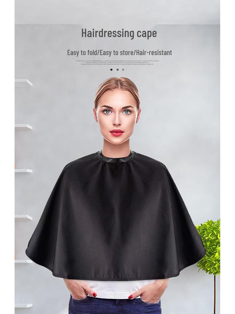 Non-Stick Black Hairdressing Cape for Dyeing & Perming - Stain-Proof & Oil Resistant