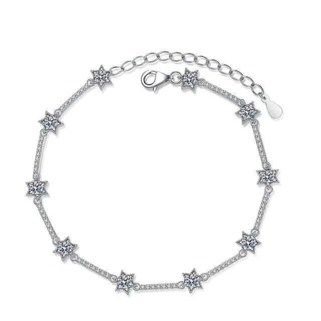 

Moissanite Diamond Bracelets Platinum Plating Women r Color Ten Stars Charms Bracelets Promise Giveaway Present Girls Fine JewelryTrendy