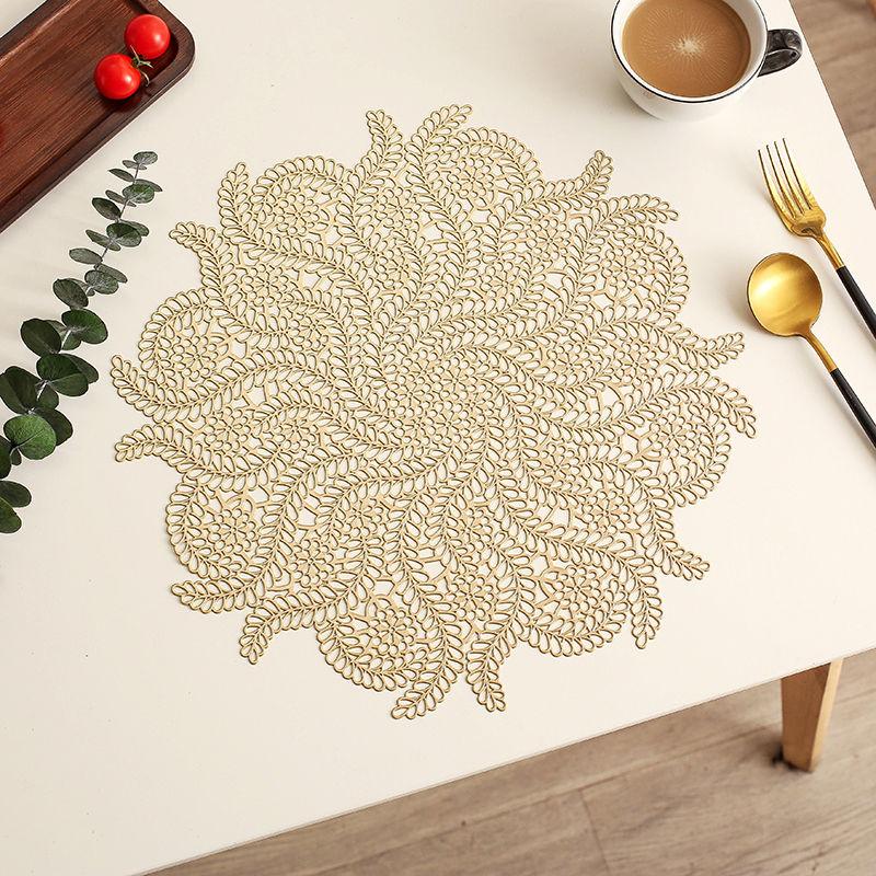 2 Pcs Water Grass Dining Mat Light Luxury Insulation Mat Simple and Modern No Wash Dining Table Heat-resistant and Anti Slip Mat