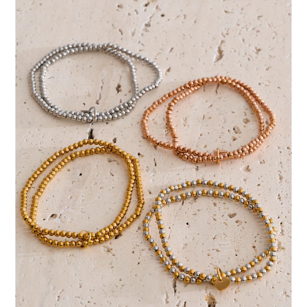 Yhpup Handmade Beads Jewelry Stainless Steel Elasticity Bracelet Bangle Ring Waterproof Fashion Summer Popular Jewelry Wholesale