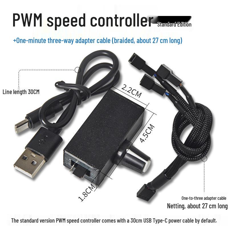 

4-піновий ШІМ-контролер швидкості вентилятора з живленням USB-C для DIY рідинного охолодження