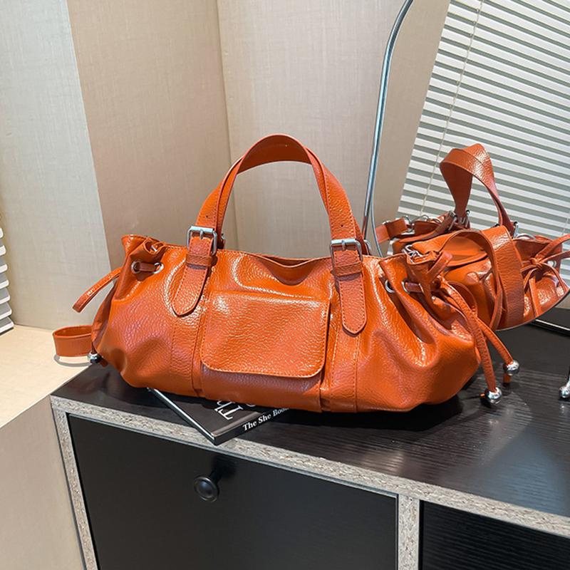 

Yogodlns Дизайнерские женские сумки-подушки из искусственной кожи, Новая модная простая трендовая женская наплечная сумка кроссбоди 34x12x18cm оранжевый