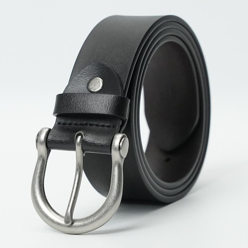 Retro Belt Men'S Leather Casual Business Simple Cowhide Belt Men'S Middle-Aged And Youth Pin Buckle Belt