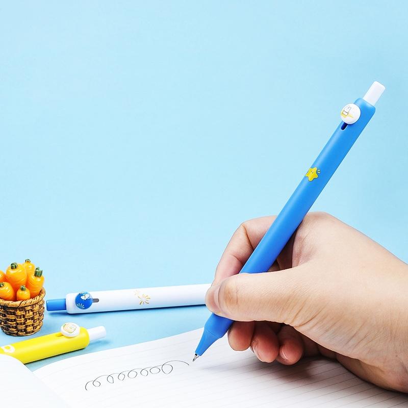 4pcs Cute Rabbit Gel Ink Pens Set Button Click 0.5mm Ballpoint Quick Dry Black Color for Writing