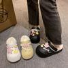 2025 autumn and winter new fashion outer wear muffin thick-soled warm cotton slippers cute cartoon star hole shoes women