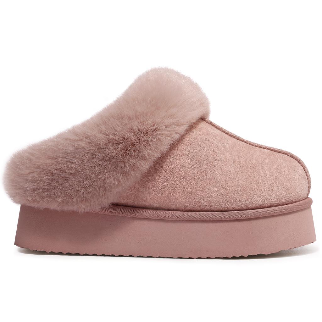 Fashion Smile Winter Ladies Slippers Fluffy Lined Warm Slippers Women Non Slip Cosy House Shoes for Indoor and Outdoor Suede Slippers