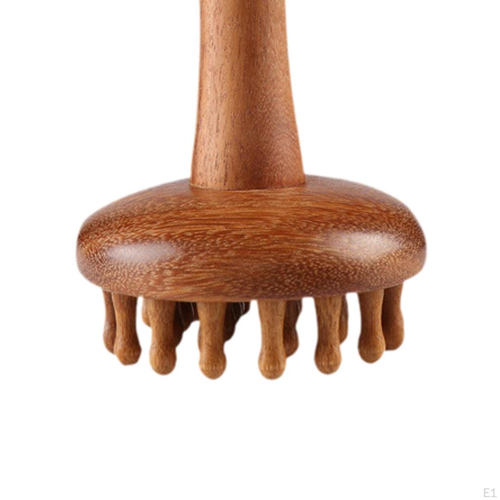 Wooden Massage Comb with Handle Relaxation Portable Compact Meridians Tool Head Scalp Gua Sha