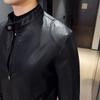 Men Spring Autumn Men's Motorcycle Leather Jacket Solid Stand Collar Jacket Fashion Casual Trend Windproof Coat Streetwear