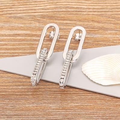 

Nidin High Quality Personality Geometric Micro Inlaid Zircon Chain Earrings for Women Exquisite Temperament Retro Style Jewelry срібний