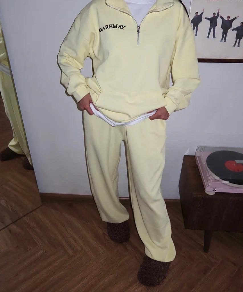 Half Zip Long Sleeve Top High Waist Sports Pants Workout Set