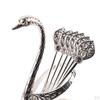Set, Decorative Swan Base 6 Mixing Spoons, Dessert, Ice , Coffee, Teaspoon,