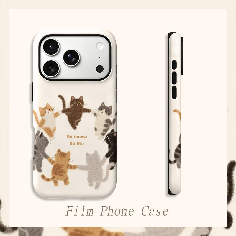 Purrfect Cat Circle No Meow No Life Adorable Graphic Art Film Aesthetic Protective Shockproof Bumper Case Cover For iPhone 13 14 15 16 17 Pro Max Plus