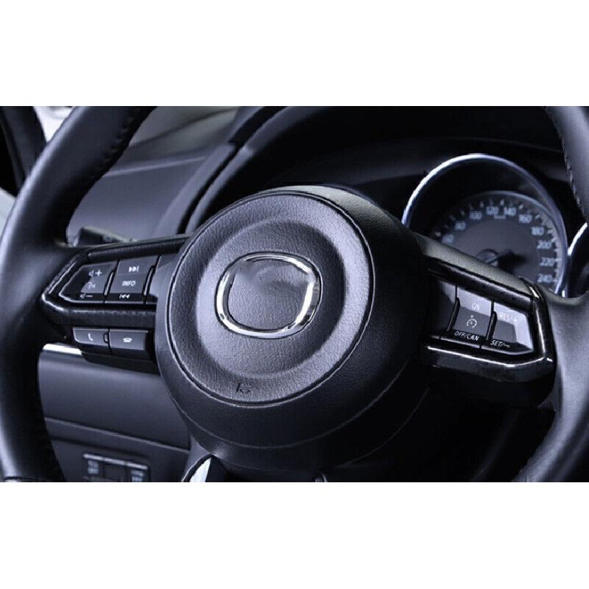 For Mazda 6 Atenza 2018-2021 Carbon Fiber Steering Wheel Control Strip Trim 2pcs