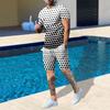 Plus Size Men's Summer Suit Round Neck Short Sleeved Shorts 3D Printed Loose Men's Casual Sports Set