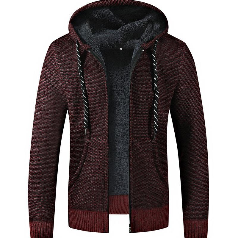 Herren S Einfarbig Langarm Kapuzen Fleece Strickjacke Pullover Für Teenager