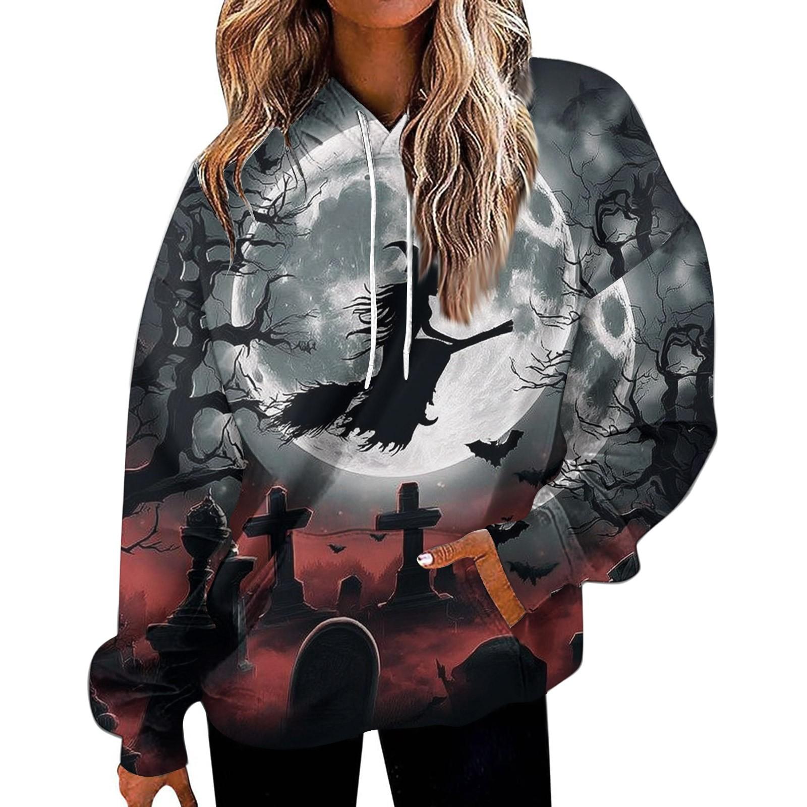 

Женская модная толстовка с принтом, повседневная толстовка с капюшоном и карманами L