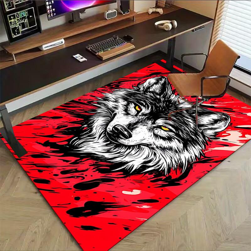 1pc Wolf Red Carpet, Office Rug Outdoor Mat Home Decor Area Carpet Festival