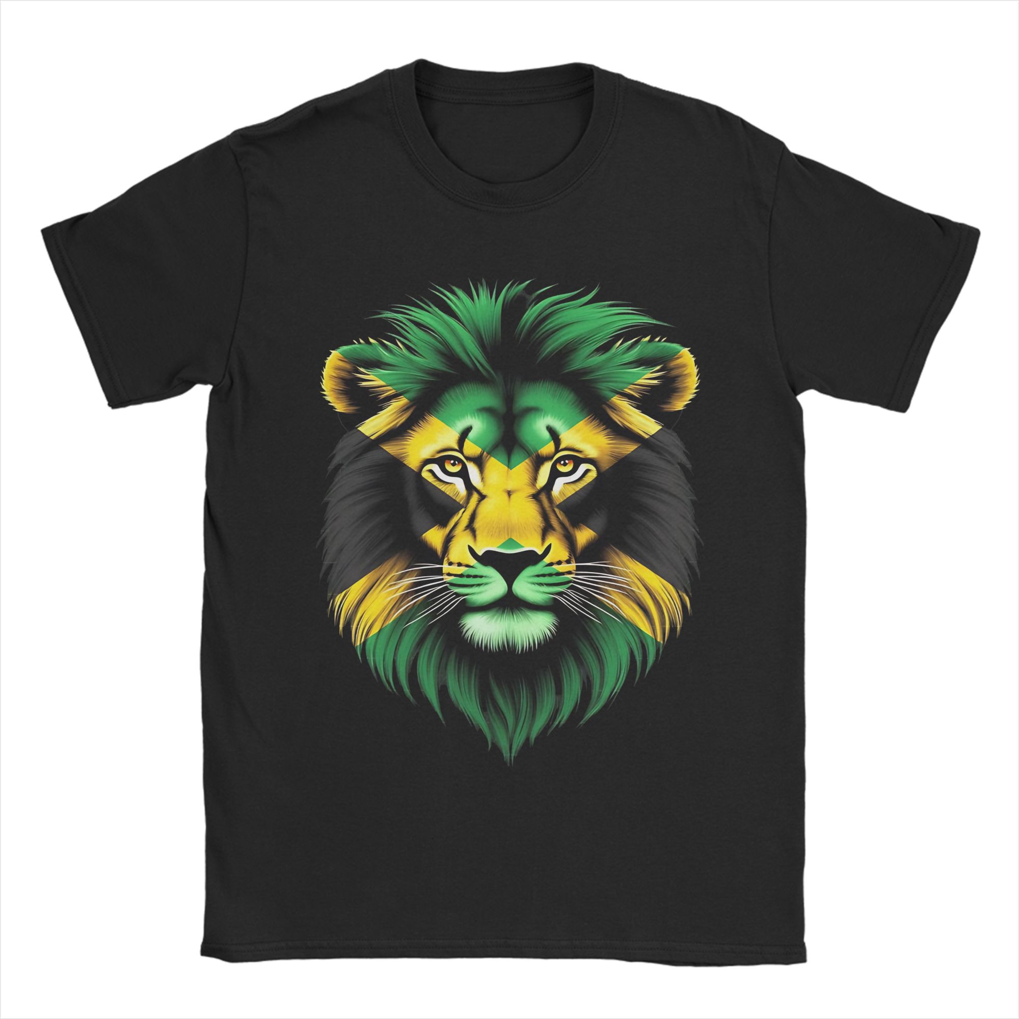 

Jamaica Flag Lion Face T Shirt Summer Jamaica Lovers T-Shirts Cotton Breathable Oversize Top Tees Short Sleeve Vintage Tops 5XL різнокольоровий