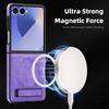 KEYSION Luxus PU Leder Magnetische Hülle für MagSafe für Samsung Galaxy Z Flip 7 5G 7 SE Ständer Kabelloses Laden Handyhülle
