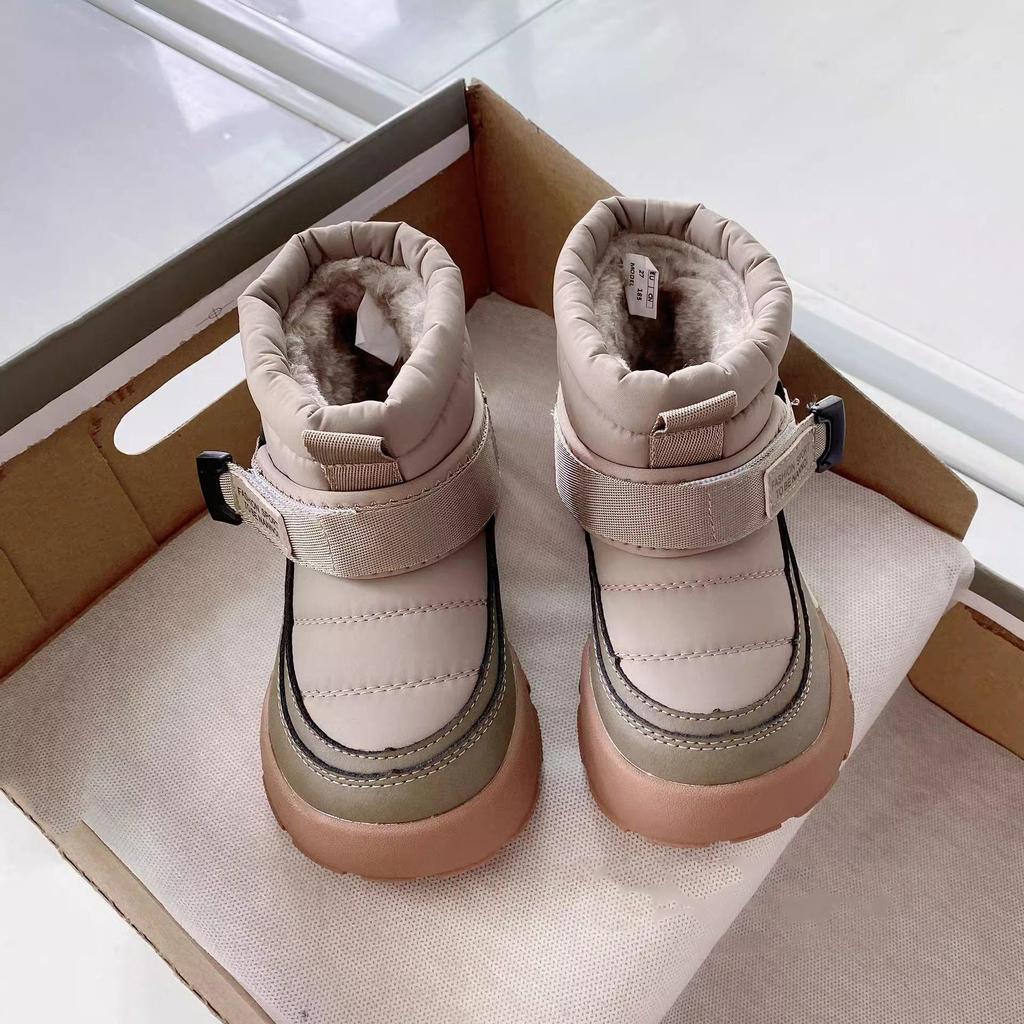 Kinder-Schneestiefel im koreanischen Stil: Winter-Sneaker mit weichen Sohlen, Plus Samt, dicke Baumwolle für Kleinkinder