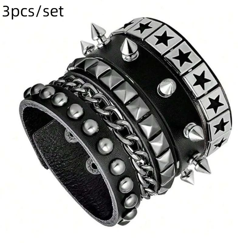 1 Set Punk Bracelets For Men Women Punk Gothic Spike Rivets Pu Leather Bracelet Bangles Hip Hop Party Jewelry Gift