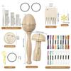 Wooden Darning Mushroom and Eggs Shape Mending Tool Set with Large Eye Needle and Multicolor Threads for Sewing Repair