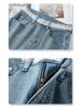 Women's High-Waist Light Color Flare Jeans with Lace Stitching - 2025 Spring/Summer Trend