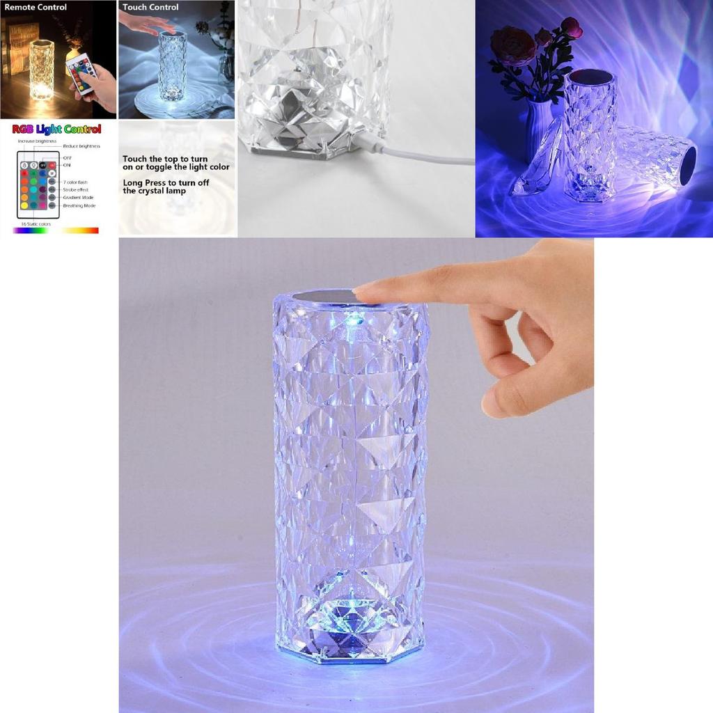 Luxurious Rose Crystal Night Light Exquisite Rechargeable Led Lamp For Romantic Bedroom Atmosphere