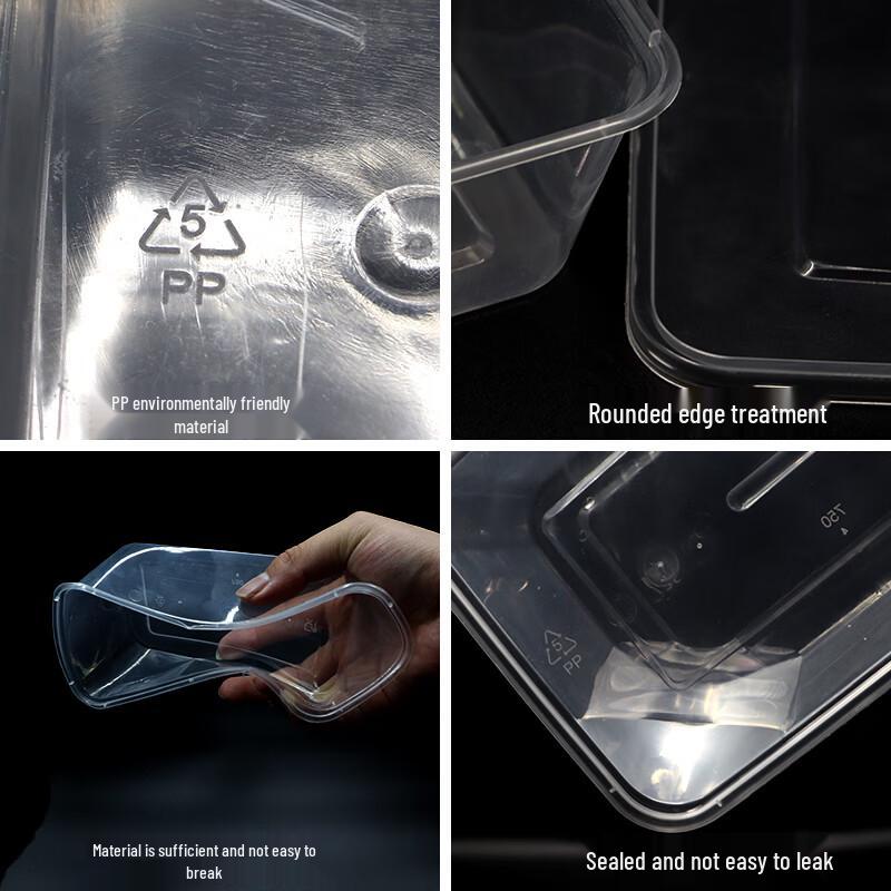 Transparent Rectangular Disposable Food Containers with Lids