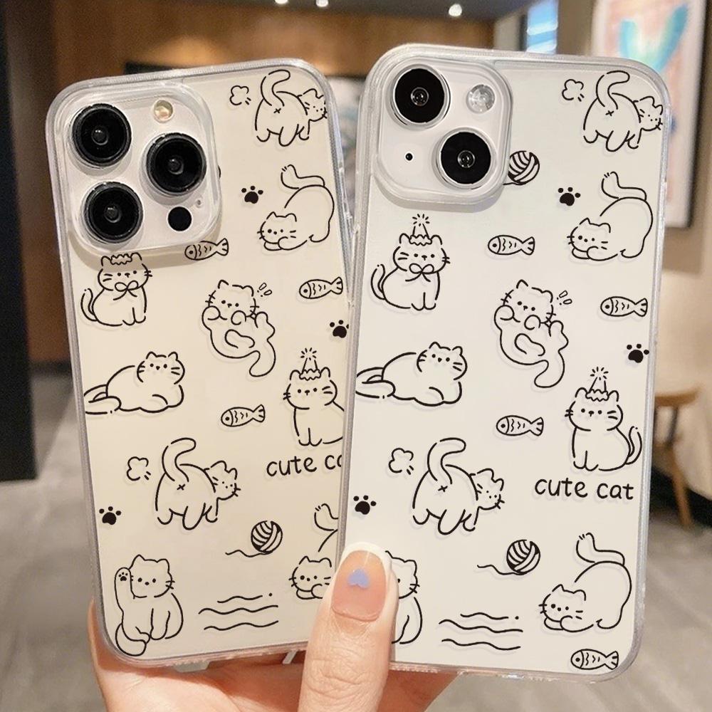 Acrylic Phone Case for iPhone 11 12 13 14 Pro 12 14 16 Pro Max for Samsung A16 A36 A56 S24 FE High-quality Painted Anti-fall Mobile Phone Case