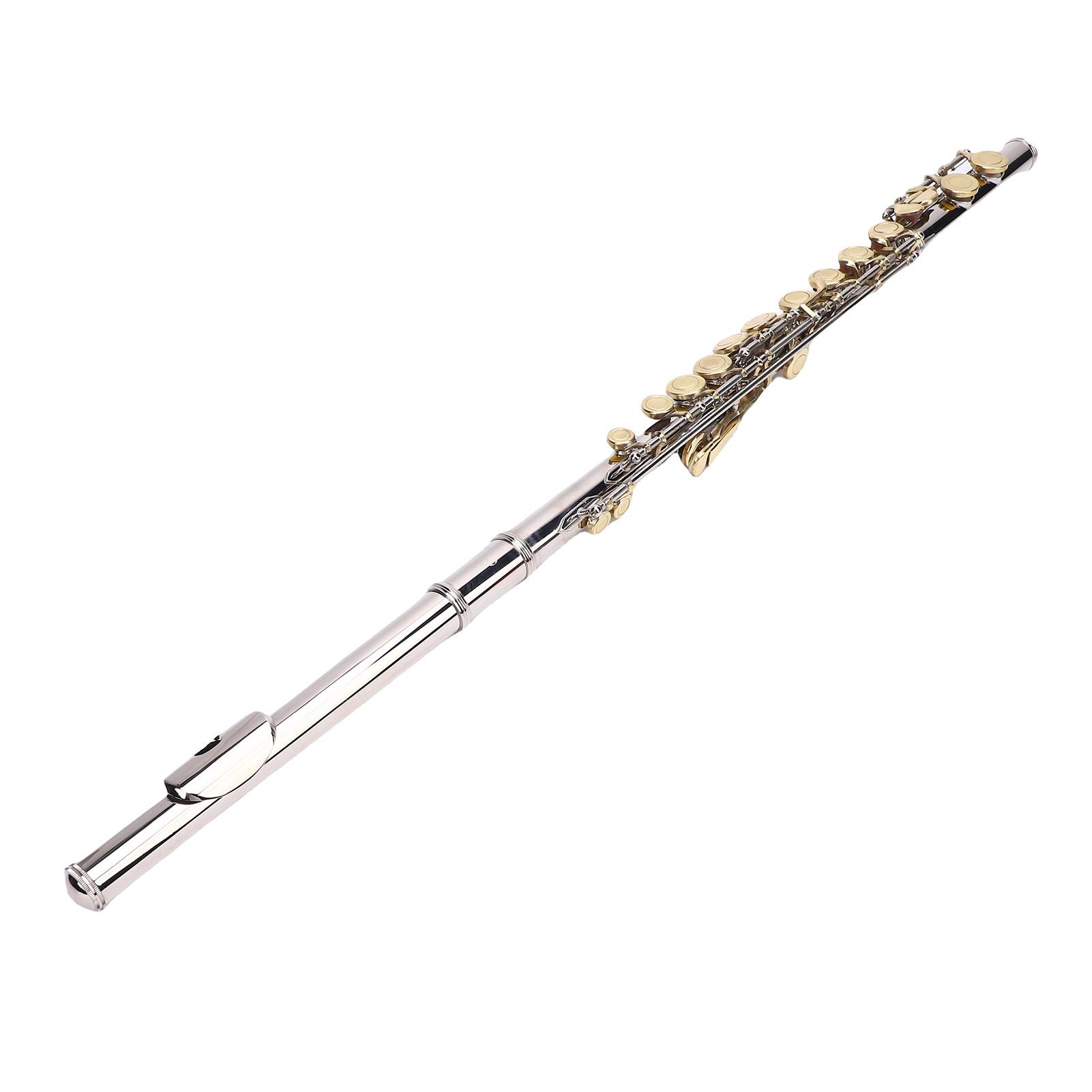 

Closed Hole C Flute 16 Keys G Key Offset Design Cupronickel Flute Instrument with Cleaning Cloth Carrying Case