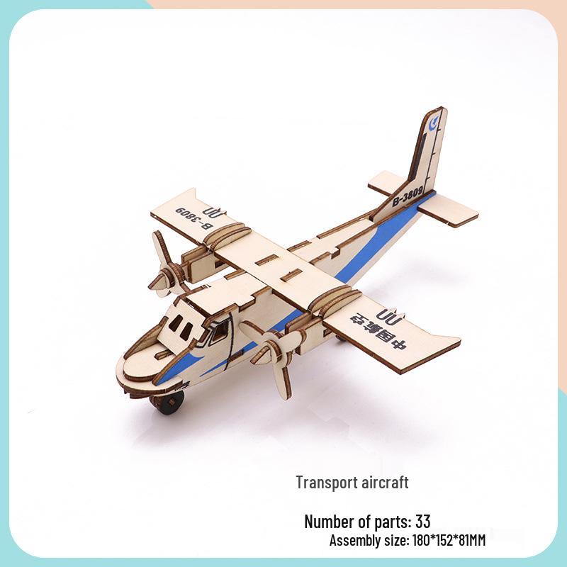 Children's Handmade Wooden Airliner Model 3D Puzzle Educational Toy