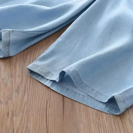 Fashion Children Wide Leg Pants Summer Casual Thin Chiffon Cropped Trousers For Teenager Girls Clothes 2 4 6 8 10 Years