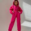 Sports and Leisure Women's Zipper Decoration Hooded Jumpsuit One-piece Suit
