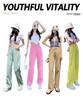 Women's Yellow High-Waisted Wide-Leg Jeans - 2022 Slimming Style for Petite Figures, Straight Floor-Length Pants