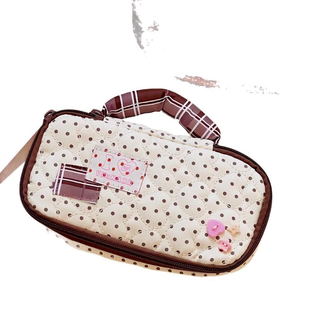 Vintage Polka Dot Pen Bag Made Of Polyester Fabric For School And Office Storage