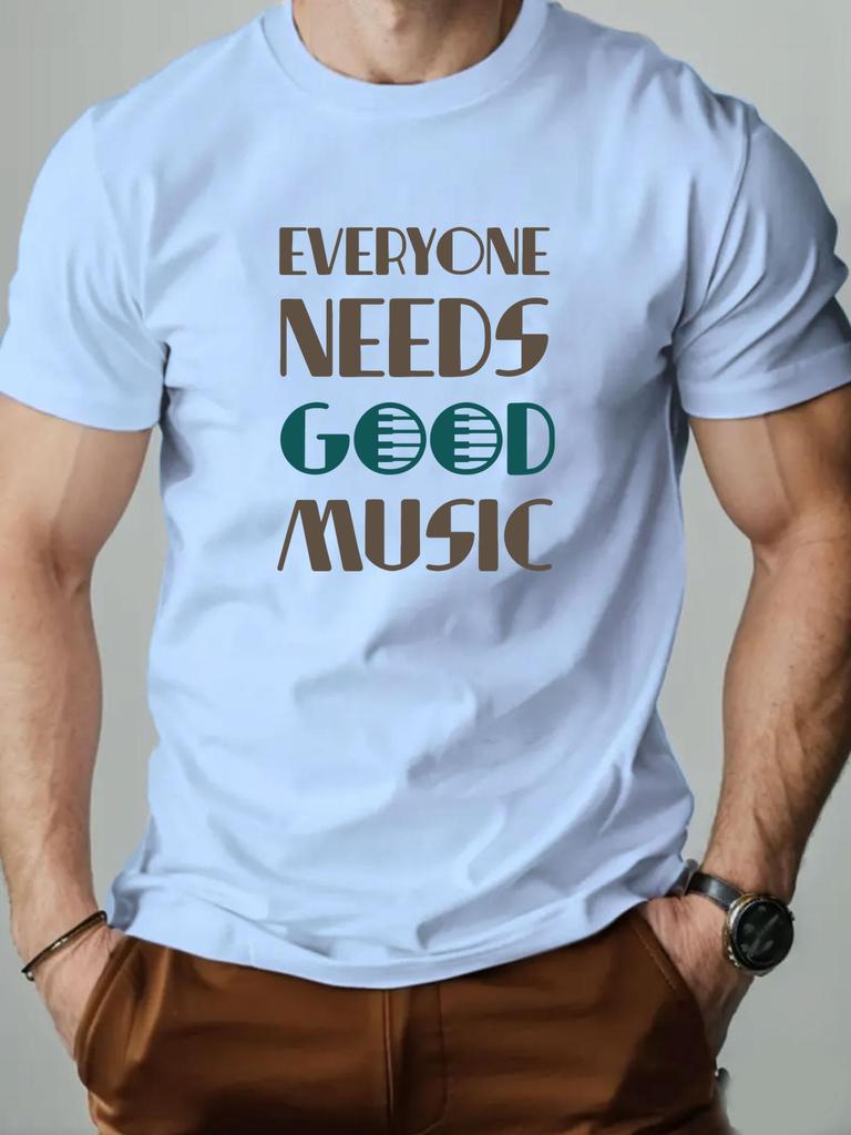 Mens cotton Tshirt everyone needs good music summer round neck short sleeve graphic breathable fashion casual Tshirt