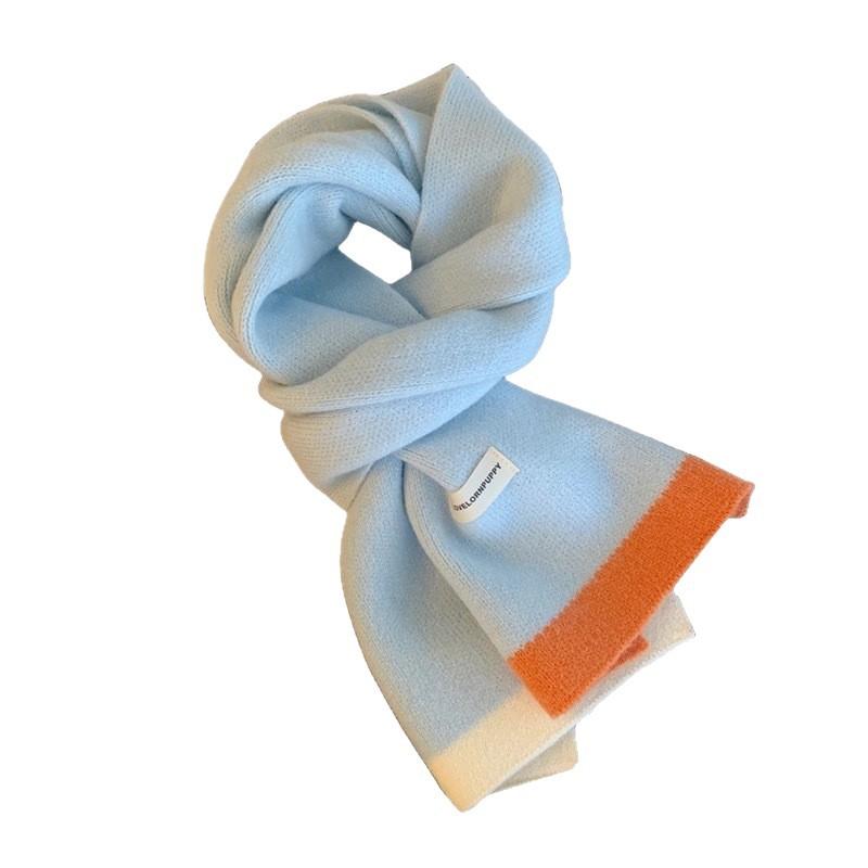 Exquisite Candy Color Dopamine Contrasting Design Soft and Skin Friendly Scarf Woolen Knitted Student Scarf  Cute and Warm in Winter