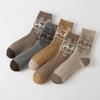 Men's Retro Christmas Warm Wool Socks: Thickened Mid-Calf, Ethnic Style with Little Deer Design for Autumn and Winter.