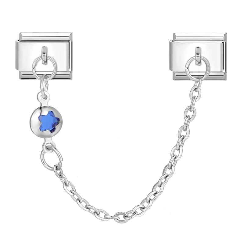 Flowers Moon Star Butterfly Heart Zircon Tassel Chain Italian Charm Links Fit 9mm Bracelet Stainless Steel DIY Jewelry Making