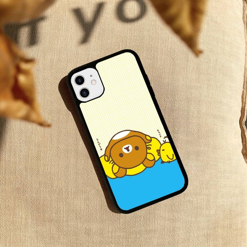 Rilakkuma Relaxed Bear For iPhone 17 16 Pro Max Air 15 14 13 12 Mini Plus 11 Hard PC+TPU Phone Back Cover