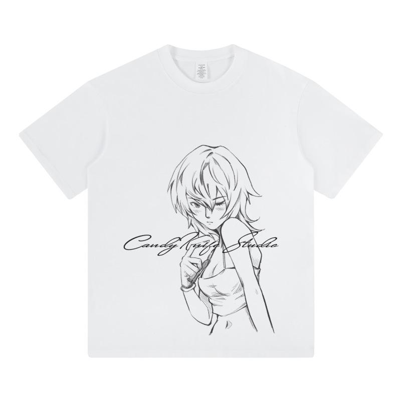 Japanese Anime Oversized Cotton T-Shirt - Short Sleeve Crew Neck for Students & Couples